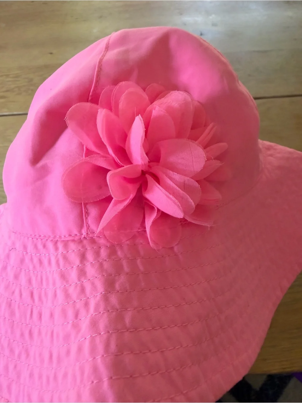Carter's Bright Pink Sun Hat with Flower Accent